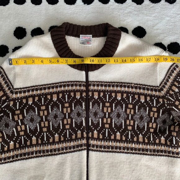 Vintage 90s St Michael Crew Neck Full Zip Fair Isle Cardigan Fishermans Sweater - Picture 7 of 10